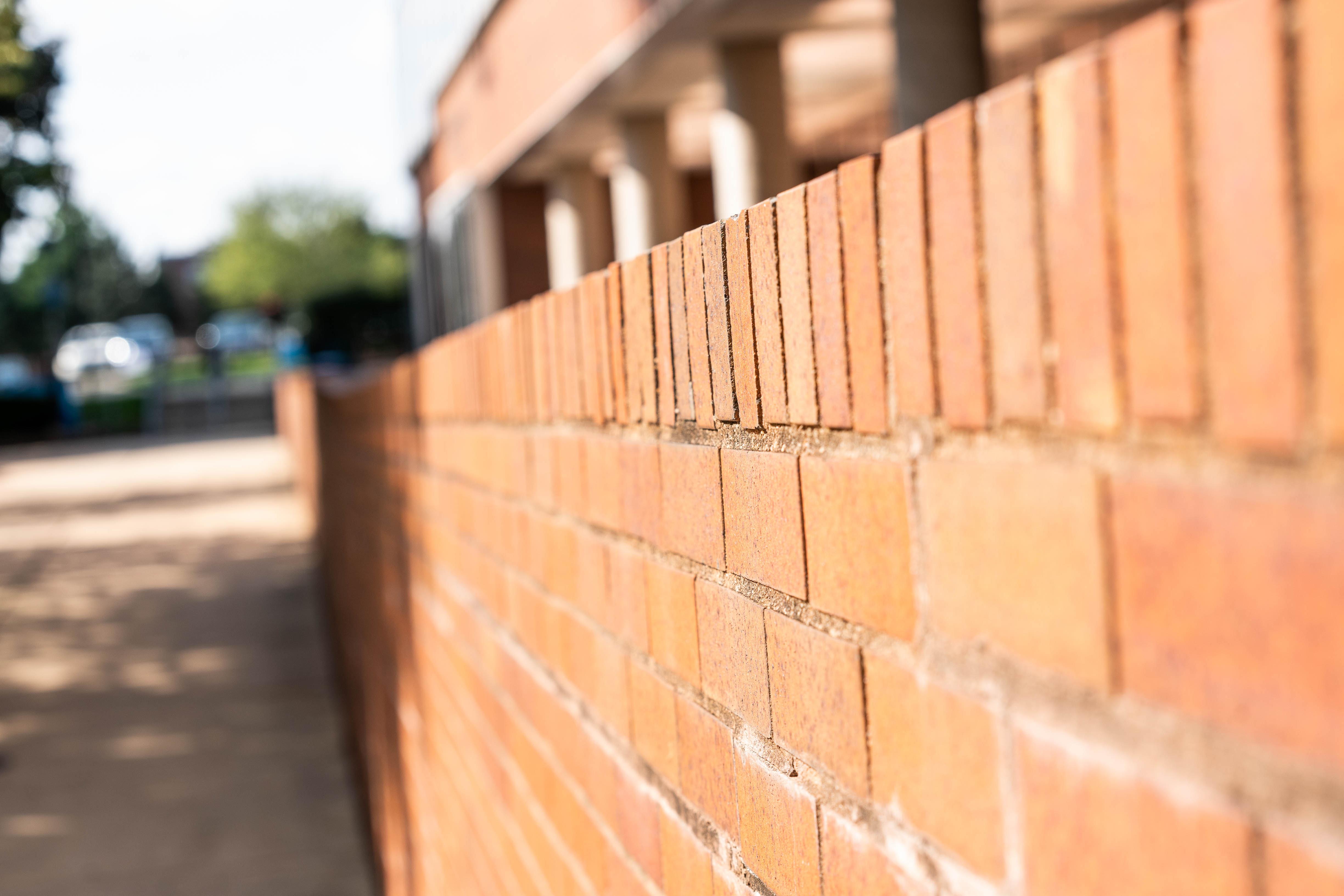 Brick wall on campus